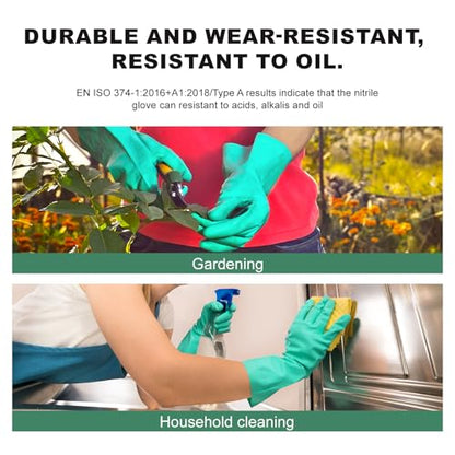 North Tower 10 Pairs Chemical Resistant Nitrile Gloves, Resist Household Acid, Alkali, Solvent and Oil, Latex Rubber Free - size: Large（10 Pair）