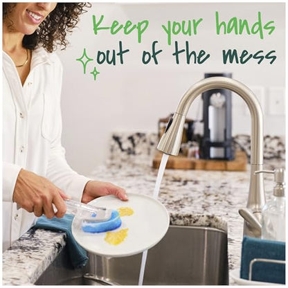 Scotch-Brite Non-Scratch Dishwand Kit, Includes 1 Wand & 8 Refill Pads, Keep Hands Out of the Mess, Blue