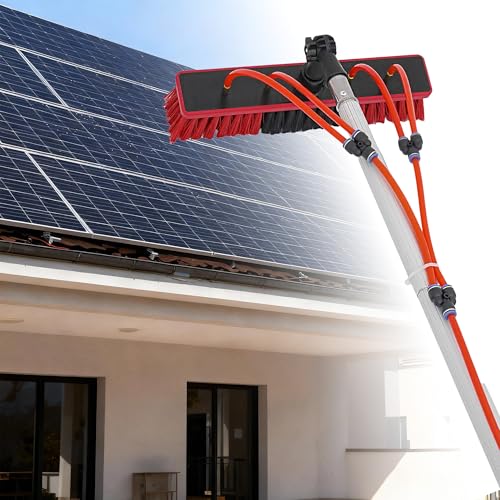 22.97 FT Solar Panel Cleaning Kit, Window Cleaning System, 20M Hose & BrushHead, Washing Equipment Window Cleaner Tool Water Fed Pole Kit for Roof Caravan Solar Panel - size: 7m/22.97ft