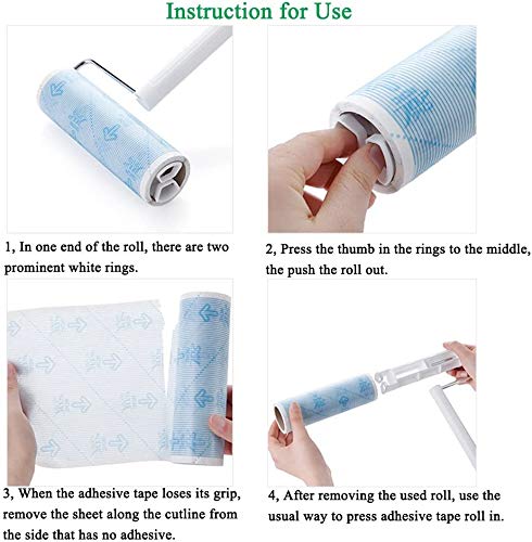 Large Lint Rollers, Sticky Rollers for Floor 6.3 in with 4 Extendable Handle, Long Handle Sticky Mop 30 Sheets Roller for Cleaning Carpets, Cars, Bedding, Couches, Furniture and Pet Hair - size: 1 Count (Pack of 1)
