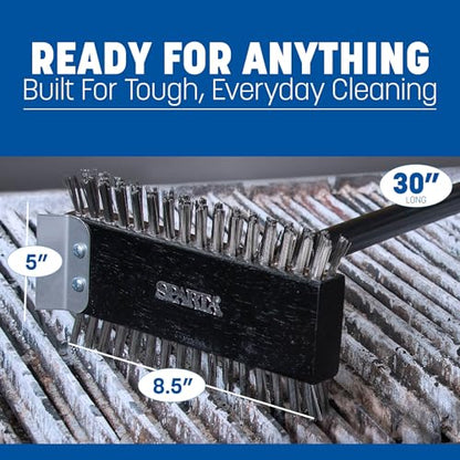 SPARTA 4029000 Stainless Steel Grill Brush, Grill Scraper With Metal Bristles, 30.5 Inches, Black