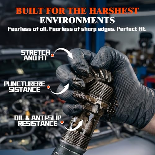 ANBOSON 10mil Nitrile-Gloves Disposable-Black Chemical-Resistant Rubber - Mechanic Gloves Heavy Duty, Latex Free, Diamond Grip (1000, xlarge) - color: Black-1000, size: X-Large