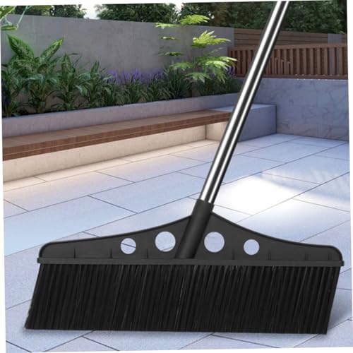 KOMBIUDA Wide Detachable Broom with Handle Stainless Steel Deck Scrub Brush for Outdoor Cleaning of Concrete Garage Patio and Garden