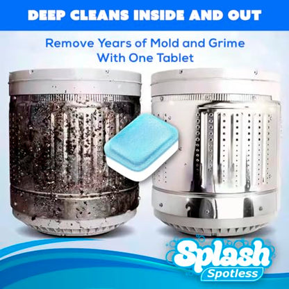 Splash Spotless Washing Machine Cleaner for HE Front Load & Top Load Washers, 1 Count (Pack of 1)