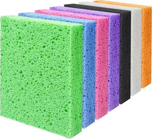 Cellulose Sponges, Large Size 4" x 6" x 1" - Heavy Duty Scrub Kitchen Sponge, Clean Tough Messes Without Scratching Kitchen Cleaning Pads, Pop Up Eco DIY (7 Pack), Mixed - color: Mixed