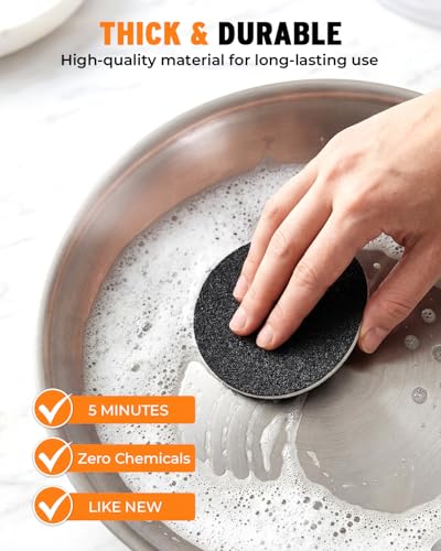 Stainless Steel Sponge Suitable for Stainless Steel Surfaces Zero Chemicals Emery Sponges Long-Lasting for Heavy Duty Burnt-On Stain Removal (4-Pack)