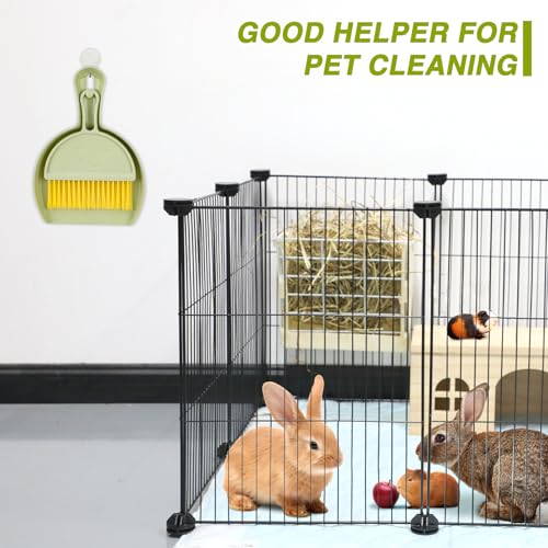 RYPET Pet Cage Cleaning Tool-Small Broom and Dustpan Set, Mini Dustpan and Whisk Brush Set for Guinea Pig Chinchilla Hamster Ferret Hedgehog Rabbit Reptile, Cage Cleaner for Small Animal Waste Green - color: Green with Yellow Bristle