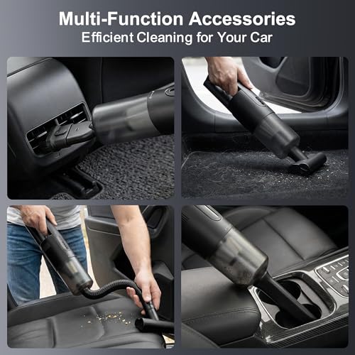 Handheld Vacuum Cordless, Car Vacuum Portable Cordless 30 Mins Rapid Rechargeable Brushless Motor 19000Pa Strong Suction, Portable Vacuum for Car Home with 4 Nozzles (Black)