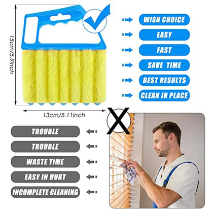 Geiserailie 2 Pcs Window Venetian Blind Cleaner Duster Tool Washable 7 Fingers Dusting Cleaner and Air Vent Shutter Brush Blinds Air Conditioner Fan Duster Dirt Housekeeping Tool (Blue Green) - color: Blue Green