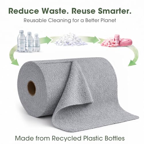 Microfiber Cleaning Cloth Roll - 100 Pack Tear Away Microfiber Paper Towels, Reusable, Washable, Scratch-Free, Kitchen Towels for Car, Home, Kitchen, Glass, Dishes(Cloud Gray) - color: Cloud Gray