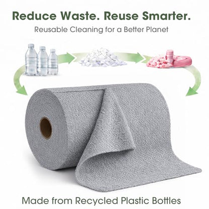 Microfiber Cleaning Cloth Roll - 100 Pack Tear Away Microfiber Paper Towels, Reusable, Washable, Scratch-Free, Kitchen Towels for Car, Home, Kitchen, Glass, Dishes(Cloud Gray) - color: Cloud Gray