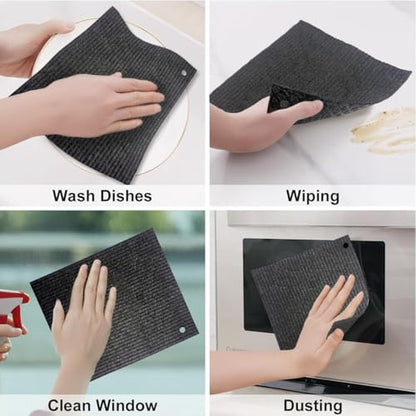 6 - Pack Swedish Kitchen Dish Cloths - Reusable Paper Towels for Counters & Dishes - Eco Friendly Cellulose Sponge Cloth - (Black) - color: A1-black