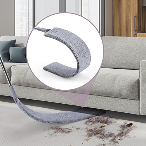 Retractable Gap Dust Cleaner with 3 Microfiber Dusting Cloths & 30-100 inch Extendable Long Handle, Retractable Duster Brush for Cleaning Under Appliances Sofa Couch Bed Refrigerator Furniture - color: Gray