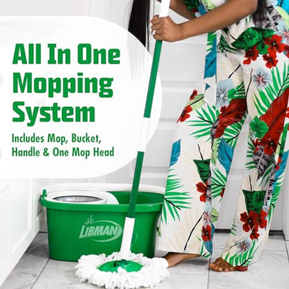Libman Tornado Spin Mop System | Mop and Bucket with Wringer Set | Mops for Floor Cleaning | 1 Mop Head Included - style: Spin Mop