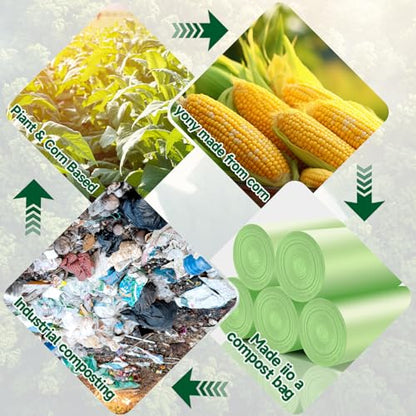 Rishipahu Small Trash Bags 4-6 Gallon Biodegradable, 110 Count Small Garbage Bags, Unscented & Leakage-Proof, Easy Tearing Bathroom Trash Bags for Bathroom, Office, Bedroom, Kitchen, Green - style: Bio-4 Gallon Green 110 Counts