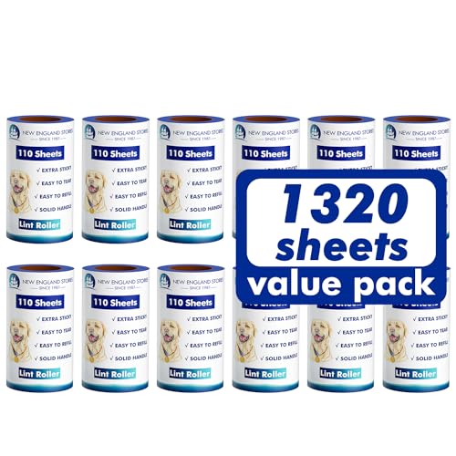 Lint Rollers for Pet Hair Extra Sticky, 1320 Sheets (12 Refills Mega Value Set), Portable Pet Lint Remover for Clothes, Furniture, Carpet, Dog & Cat Hair Removal - size: 12 Refills + 1320 Sheets