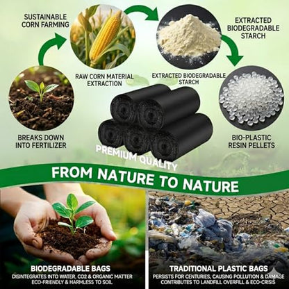 2.6 Gallon Small-Trash-Bag With Handles - Black Bathroom Mini Garbage Bags 100 Count Biodegradable 10 Liter Unscented Little Wastebasket Liners For Car Office Kitchen