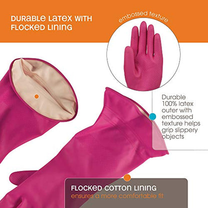 Casabella Premium Waterblock Reusable Household Cleaning Gloves, Medium (Pack of 2) - size: Medium (Pack of 2)