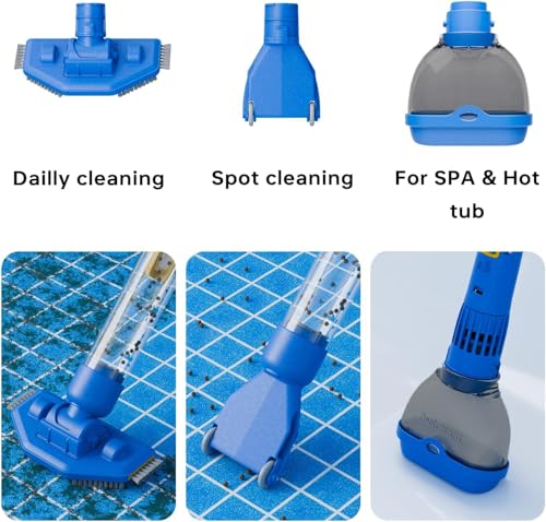 Cordless Pool Vacuum with Strong Suction, Rechargeable Handheld Pool Vacuum Cleaner for Above Ground Pool,Spas, Hot Tub,and Pond with 60 Mins Working Time