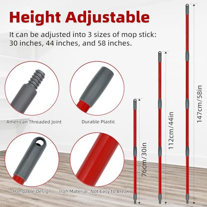 6 Packs Mop Head Replacements & 4-Section Spin Mop Handles for Ocedar, and Spin Mop Base Compatible with O-Cedar EasyWring 1 Tank Spin Mops Refills - color: 2green+2red