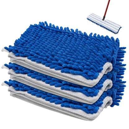 3 Pack Mop Heads Replacements for Ocedar Dual-Action Flip Mop, Spin Mop Replace Heads with Microfiber&Chenille Mop Refills Double Sided for All Floor Dry/Wet Use,Machine Washable,Reusable Mop Pads - color: 3 Pack Blue Chenille Flip Mop Pads