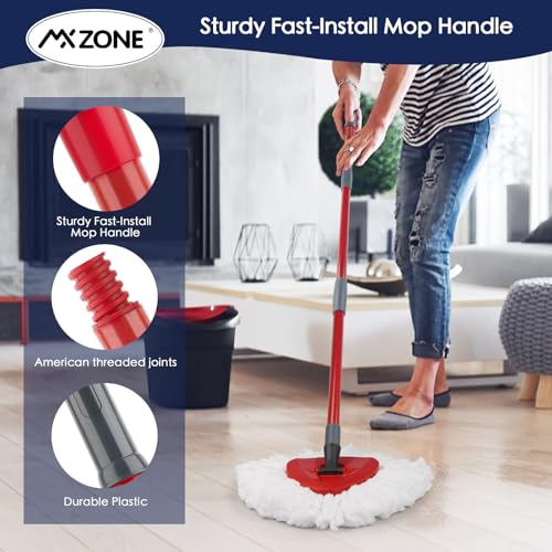 Spin Mop Handle Replacement Compatible with O Cedar Spin Mop and Bucket, 4-Section 29" to 56" Rotatable Mop Replace Handle, Mop Stick for Floor Cleaning (Mop Head & Base not Include) - size: 1pcs Spin Mop Handle