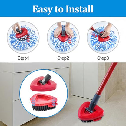 Mop Heads Replacements for O-Cedar RinseClean 2-Tank Spin Mop, Mop Replace Head for O Cedar, Spin Mop Heads for Ocedar Includes 3 Pack Mop Refills, 2 Upgrade Scrub Brush, 1 Mop Base for O-Cedar Mop - size: for ocedar rinseclean 2-tank