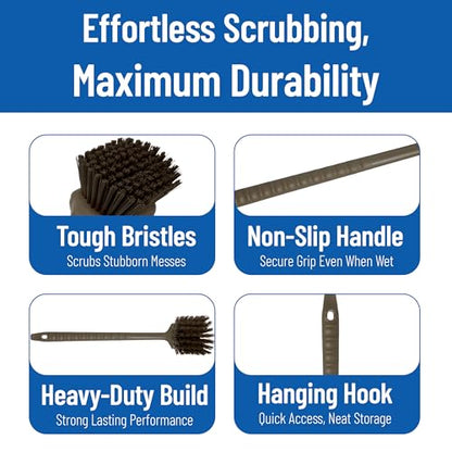 SPARTA 40501EC01 Plastic Large Scrub Brush, Kitchen Brush, Utility Brush With Long Handle For Cleaning, 20 Inches, Brown