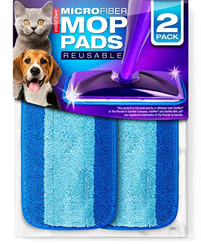 Millifiber Reusable Mop Pads for Swiffer WetJet Mops (2 Pack), Blue | Washable wet mopping cloths, microfiber replacement refills, hardwood floor cleaning pads - color: Blue (Wet/Dry), size: 2 Count (Pack of 1)