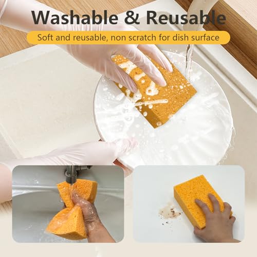 Car Wash Sponges, 3 Pack Extra Thick Large Cleaning Sponge Multi-Purpose for Bathroom Kitchen Bike Boat, Large Size Sponges 4'' X 6'' (Yellow) - color: A-yellow