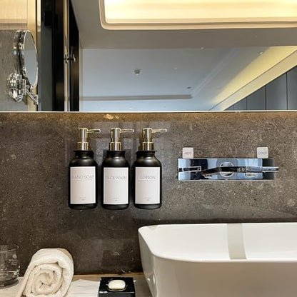 Shampoo Dispenser for Shower Wall, Shampoo and Conditioner Dispenser with 16 Waterproof Labels, No Drill Shower Soap Dispenser Bathroom, Shower Soap Dispenser Wall Mounted,17oz, 3 Pack, Gold Black - color: 1-black Bottle + Gold Pump