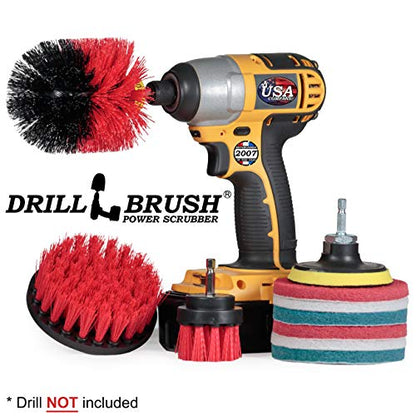 Drillbrush Scrub Brush - Drill Scrub Brush Attachment - Stone Cleaning - Deep Cleaning Brush - Ceramic Tile Cleaner Brush - Deck Scrub Brush - Drill Brush Pads - Rotary Drill Brush Cordless Scrubber - color: Red
