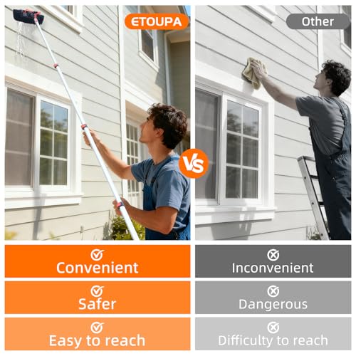 12FT Car Wash Brush with Long Handle, Car Cleaning Brush with 12"Soft Bristle and Hard Bristle, 3-12FT Telescopic Pole with Hose Attachment for Scratch-Free Cleaning Truck,RV,Boat,Siding,Solar Panels - color: 12ft-orange-2