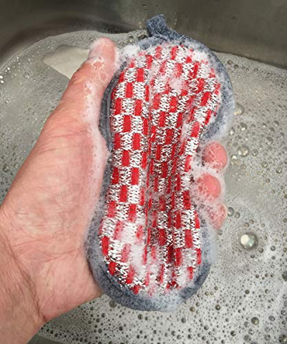 Scrub-it Multi-Purpose Non-Scratch Double-Side Double-Effect Microfiber Scrub Sponges for Kitchen with Heavy Duty Scouring Power - Effortless Cleaning of Dishes Pots Pans Pack of 6 (Red) - color: Red