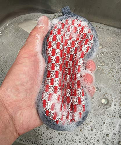 Scrub-it Multi-Purpose Non-Scratch Double-Side Double-Effect Microfiber Scrub Sponges for Kitchen with Heavy Duty Scouring Power - Effortless Cleaning of Dishes Pots Pans Pack of 6 (Red) - color: Red