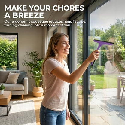 Menolana Silicone Squeegee for Glass Surfaces, 25x22x3.4cm Handheld Window Wiper for Home, Bathroom Shower Doors and Car Windshields