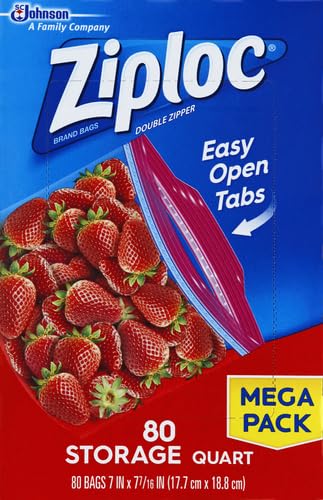 Ziploc Quart Food Storage Bags, Stay Open Design with Stand-Up Bottom, Easy to Fill, 80 Count (Pack of 9) - size: 80 Count (Pack of 9)