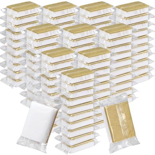 Tioncy 100 Pcs Individually Wrapped Sponges Kitchen Bulk Brown Dish Non Scratch Scrub Sponges Dual Sided Cleaning Dish Scrubber for Washing Dishes, Pots, Pans, Sinks, Stoves, Appliances, Car, Bike - color: Brown White