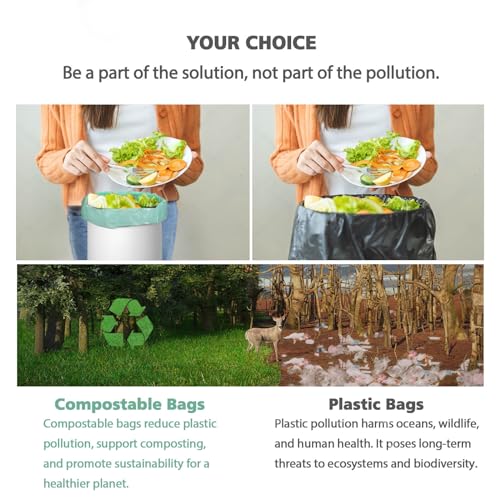 AYOTEE Small Trash Bags 2.6 Gallon Compostable Trash Bags Bathroom Wastebasket Can Liners, 125 Count Mini Compost Bags for Kitchen Bathroom Office Fit 10 Liter, Green