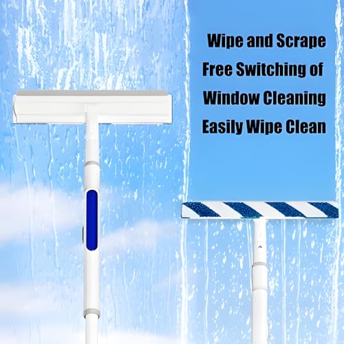 Atlodas Squeegee for Window Cleaning with Spray, Squeegee Window Cleaning Kit with Sprayer, 46-inch Extension Pole, Dual Side Mist Retractable Window Removable Glass Cleaning Mop (3 pcs) - color: 3 Pcs