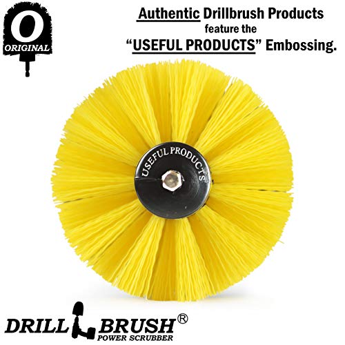 Drill Brush - Bathroom Cleaning Accessories - Shower Cleaner Brush - Scrub Brush - Bath Mat - Bathtub Brush - Sink Brush - Toilet Scrubbing Brush - Tile Flooring Cleaner - Grout Cleaner Brush for Home - color: All Purpose Medium-yellow