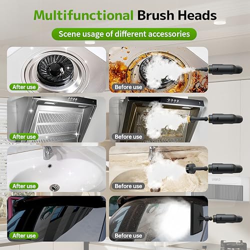 Pressurized Handheld Steam Cleaner 2500W, 54oz Large-Capacity Steamer with 3-Level Adjustable Steam, 15s Heat-Up & 15Pcs Accessories – for Car, Tile, Grout, Couch, Floor, Bed, Dirt, Furniture - color: White