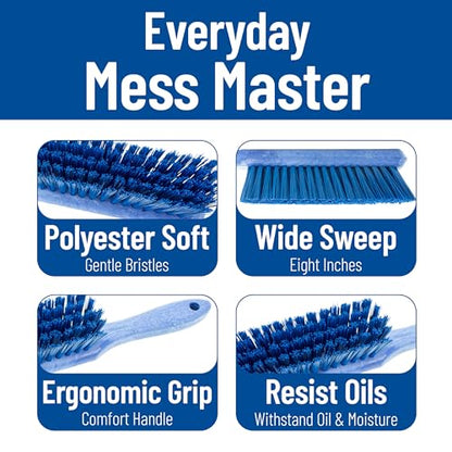 SPARTA 8 Inch Soft Counter Brush with Polyester Bristles and 5 Inch Handle, Color Coded Handheld Broom for Tables Countertops and Foodservice Surfaces, 13 Inch Overall Length, Blue, Pack of 6 - color: Blue