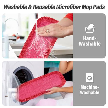 16.5" Microfiber Mop Pads Refills, 3 Pack Reusable Replacement Heads | reusable wet mop refills, machine washable for 14-16 inch spray mops, hardwood floors, dust cleaning & scrubbing - color: 16"red Rolled*3