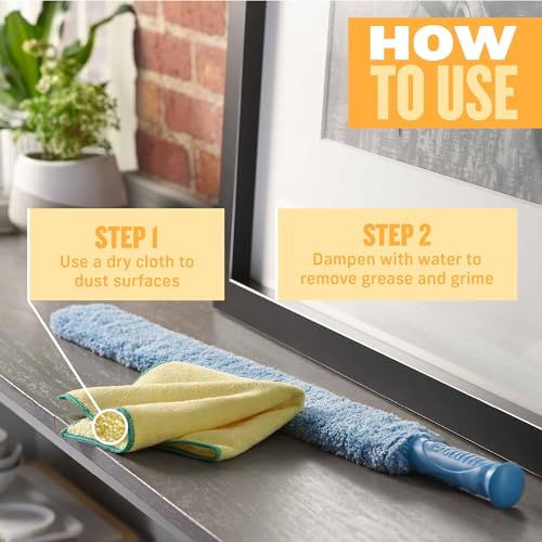 E-Cloth High Performance Dusting Cloth - Reusable Microfiber Cleaning Cloths, Dual-Sided, Washable, For Home, Kitchen, Glass, Wood & Granite, Streak Free Cleaning Supplies - 2 Pack - size: 2 Pack - Yellow