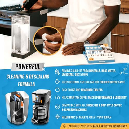 Washer Dishwasher Disposal & Coffee Cleaner Tablets - 96 Tabs Includes ACTIVE Washing Machine Cleaner, Dishwasher, Disposer, Coffee Maker Descale Tabs - Deep Clean & Refresh Appliance - 1 Year Supply - style: 96 Tablets Appliance Cleaning Bundle - Coffee