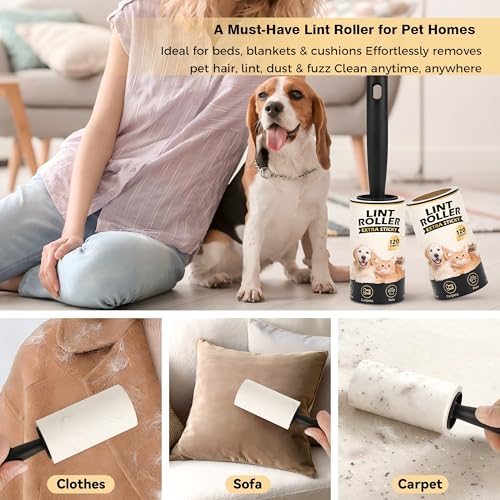 Extra Sticky Lint Roller Refills Only (No Handle Included), 10 Pack – 1200 Sheets Total, Pet Hair Remover Refills for Clothes, Furniture & Couch, Dog & Cat Hair, Animal Fur & Lint, Easy-Tear Sheets - size: 10 Refills + 1200 Sheets