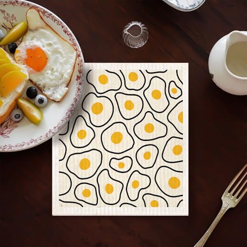 Eco-Friendly Swedish Dishcloth. Reusable, Ultra-Absorbent Cellulose Cotton Sponge Cloth | Sustainable & Biodegradable Cleaning for Kitchen & Home – Custom Nordic Design (Whimsical) - style: Whimsical
