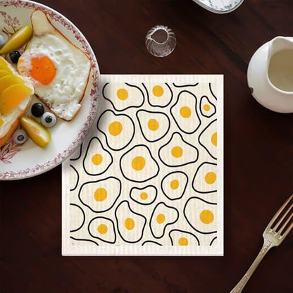 Eco-Friendly Swedish Dishcloth. Reusable, Ultra-Absorbent Cellulose Cotton Sponge Cloth | Sustainable & Biodegradable Cleaning for Kitchen & Home – Custom Nordic Design (Whimsical) - style: Whimsical