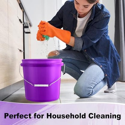 Tioncy 10 Pcs 2 Gallon Plastic Bucket with Lid Heavy Duty 2 Gallon Bucket Pail with Lid Handle for Storage Container Home Household Cleaning (Purple) - color: Purple